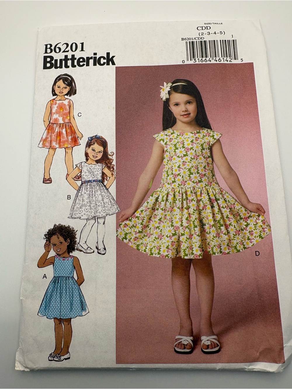 Butterick B6201 Gathered-Skirt Dress with Cap Sleeves or Sleeveless Sz 2-5 UNCUT